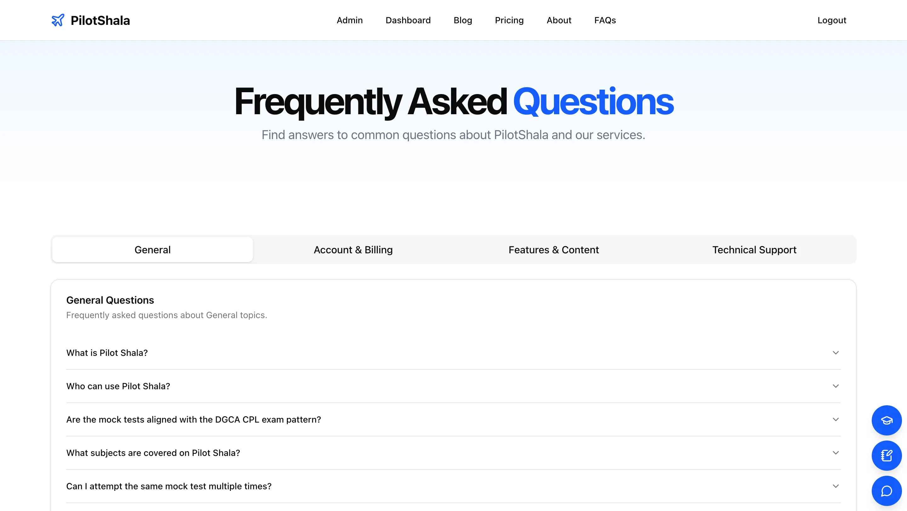 FAQs Page