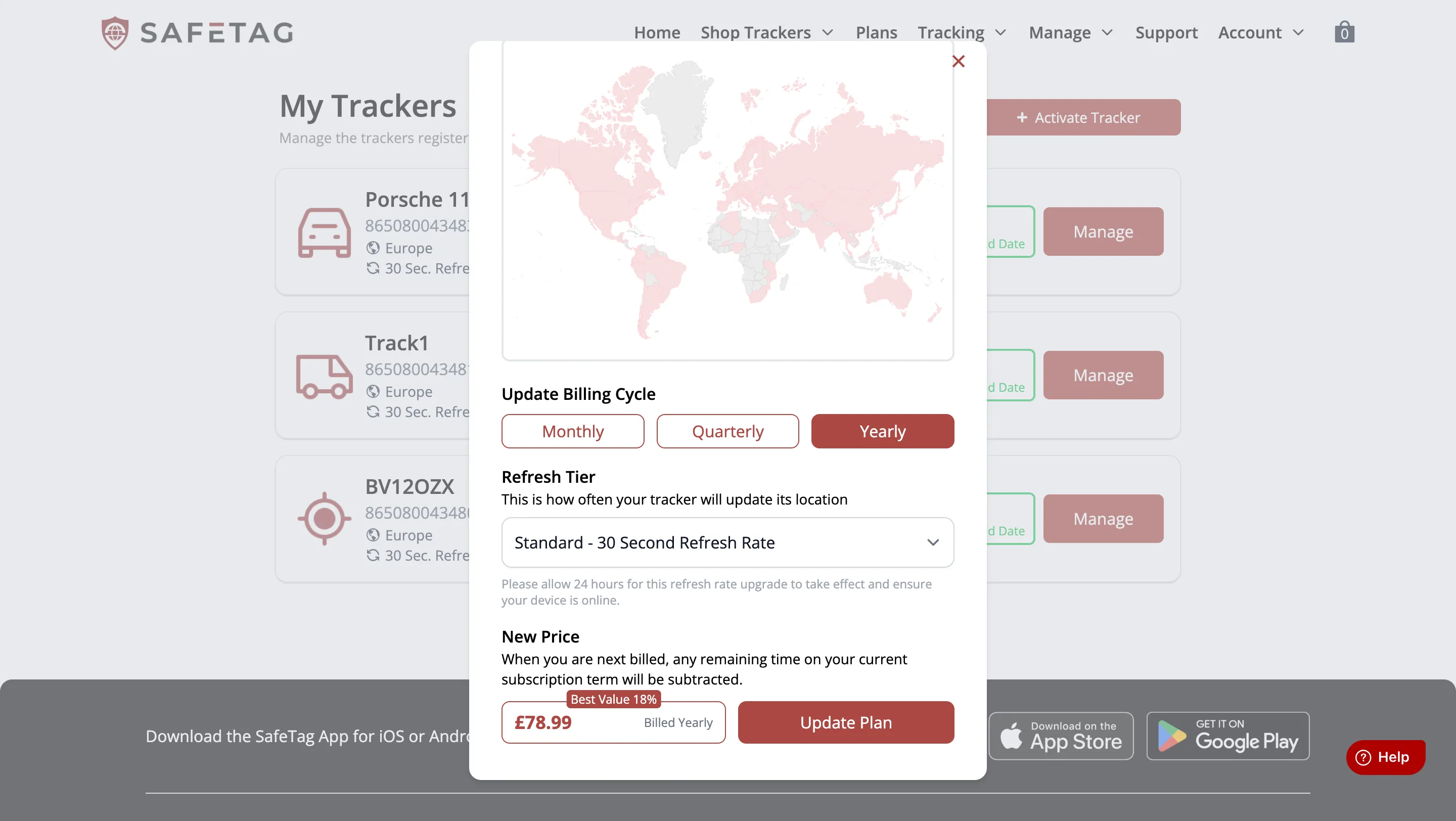 Manage Tracker Modal